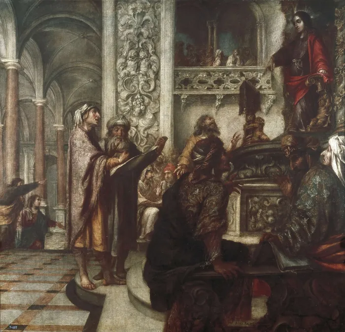 Framed Print : VALDS LEAL, Juan de (1622-1690). Jesus Disputing with the Elders. 1686. Baroque art. Oil on canvas. SPAIN. Madrid. Prado Museum. AISA / Everett Collection**US SALES ONLY** Framed Print : VALDS LEAL, Juan de (1622-1690). Jesus Disputing with the Elders. 1686. Baroque art. Oil on canvas. SPAIN. Madrid. Prado Museum. AISA / Everett Collection**US SALES ONLY**