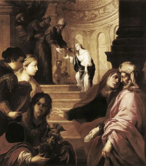 Framed Print : VALDS LEAL, Juan de (1622-1690). The Presentation of the Virgin in the Temple. 1660s - 1670s Framed Print : VALDS LEAL, Juan de (1622-1690). The Presentation of the Virgin in the Temple. 1660s - 1670s