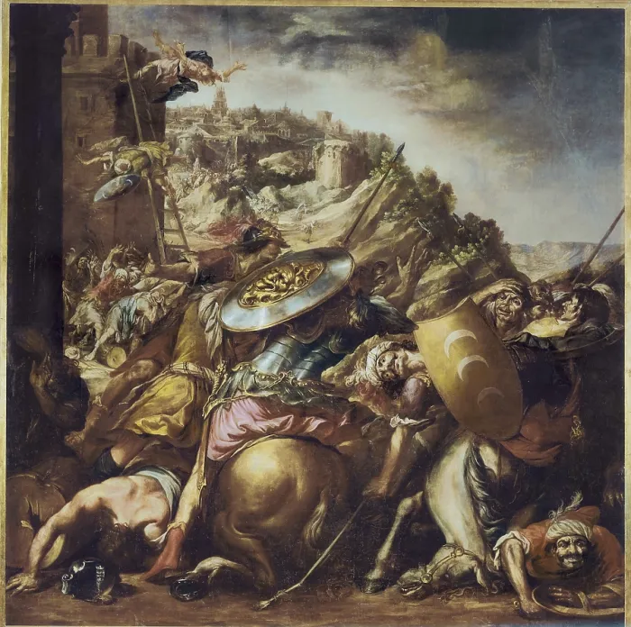Framed Print : VALDS LEAL, Juan de (1622-1690). The Retreat of Saracens. 1652 - 1653. Baroque art. Oil on canvas. SPAIN. Sevilla. City Hall. AISA / Everett Collection**US SALES ONLY**