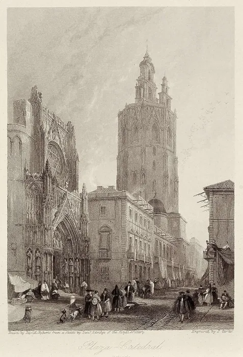 Framed Print : Valencia. Cathedral Squarel, 19th c. Drawing by David Roberts. Engraving. SPAIN. Madrid. National Library. AISA / Everett Collection**US SALES ONLY** Framed Print : Valencia. Cathedral Squarel, 19th c. Drawing by David Roberts. Engraving. SPAIN. Madrid. National Library. AISA / Everett Collection**US SALES ONLY**