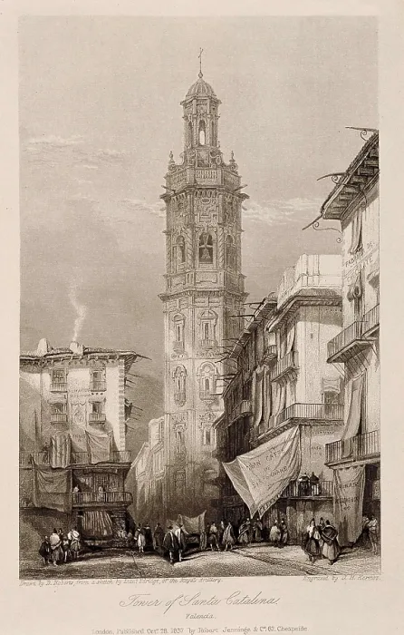 Framed Print : Valencia. Tower of Santa Catalina, 19th c.. Drawing by David Roberts. Engraving. SPAIN. Madrid. National Library. AISA / Everett Collection**US SALES ONLY** Framed Print : Valencia. Tower of Santa Catalina, 19th c.. Drawing by David Roberts. Engraving. SPAIN. Madrid. National Library. AISA / Everett Collection**US SALES ONLY**