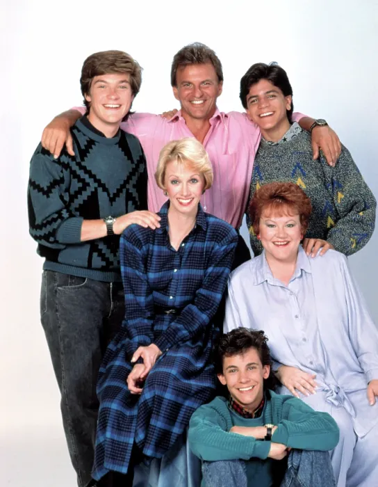 Framed Print : VALERIE, (aka THE HOGAN FAMILY, aka VALERIE'S FAMILY), (back row, from left): Jason Bateman, Josh Taylor, Danny Ponce, (center): Sandy Duncan, Edie McClurg, (bottom): Jermy Licht