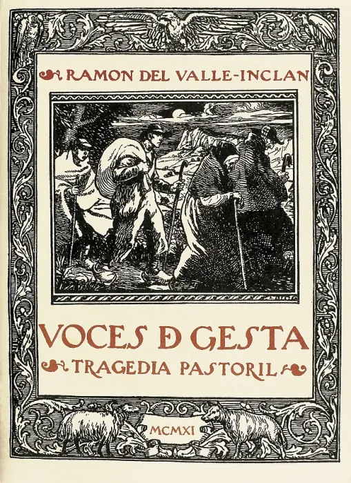 Framed Print : VALLE-INCLAN, Ramn Mara del Valle y Pea, named (1866-1936). Title page of the first edition of Valle-Incln's work 'Voces de Gesta', premiered on stage in 1912