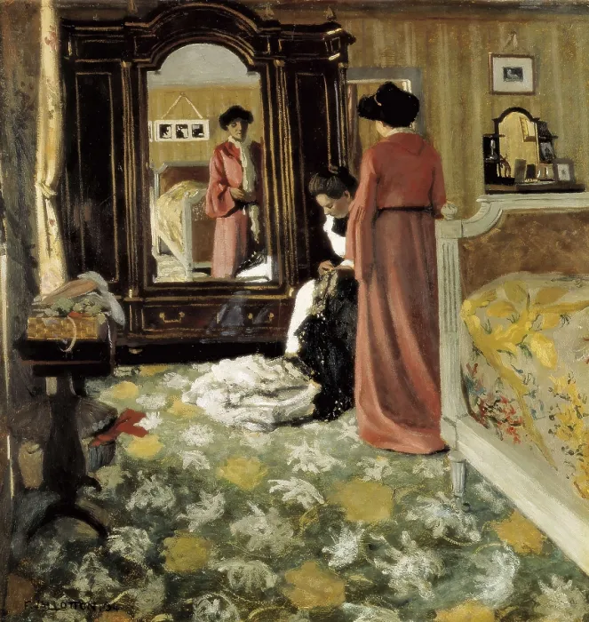 Framed Print : VALLOTTON, Flix (1865-1925). Interior. 1904. Oil on cardboard. Symbolism. Les Nabis. Oil. RUSSIA. Saint Petersburg. State Hermitage Museum