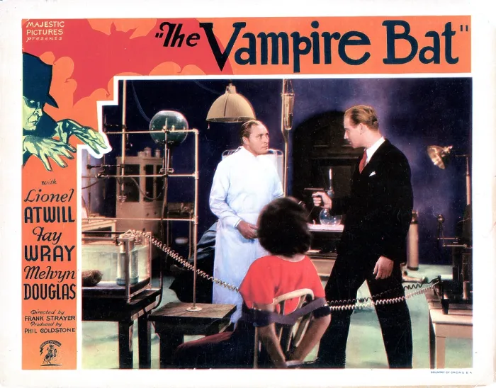Framed Print : THE VAMPIRE BAT, from left, Lionel Atwill, Fay Wray, Melvyn Douglas, 1933