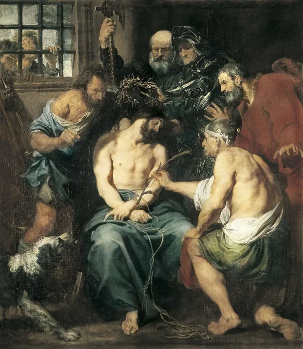 Framed Print : VAN DYCK, Sir Anthony (1599-1641). The Crowning with Thorns. 1618. Van Dyck offered this as a gift to Rubens