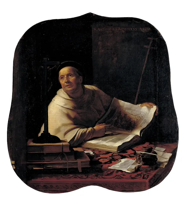 Framed Print : Van Honthorst Gerrit known as Gherardo delle Notti, St Augustine of Canterbury, 1617 - 1618, 17th Century, oil on canvas, Italy, Liguria, Genoa