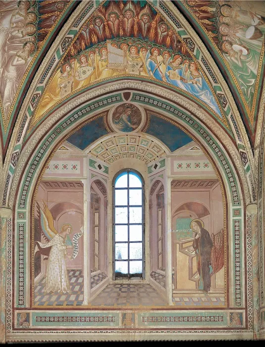 Framed Print : Vanni Lippo, The Annunciation, 1360 - 1370, 14th Century, fresco, Italy, Tuscany, Pian del Lago, Siena Framed Print : Vanni Lippo, The Annunciation, 1360 - 1370, 14th Century, fresco, Italy, Tuscany, Pian del Lago, Siena