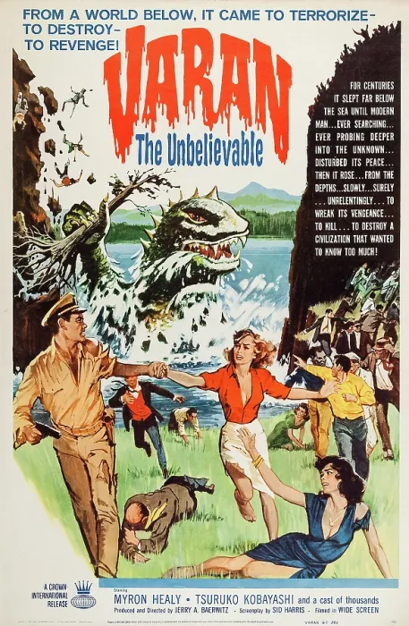 Framed Print : VARAN THE UNBELIEVABLE, US poster art, 1962 Framed Print : VARAN THE UNBELIEVABLE, US poster art, 1962