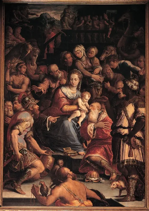 Framed Print : Vasari Giorgio, Adoration of the Magi, 16th Century, panel, Italy, Emilia Romagna, Rimini, Santa Maria di Scolca church