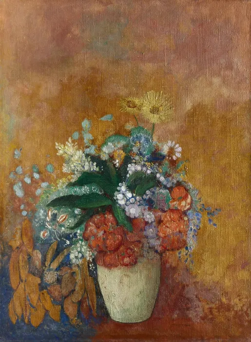 Framed Print : Vase of Flowers, 1905, by Odilon Redon, 1840-1916, French symbolist painting, oil on canvas