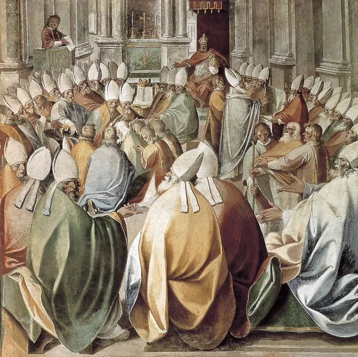 Framed Print : VATICAN CITY. Fourth Council of Constantinople (899-870), called by Emperor Basil I the Macedonian and Pope Adrian II. Painting. AISA / Everett Collection**US SALES ONLY**
