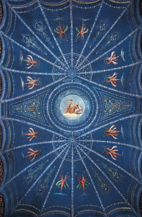 Framed Print : Vault of the Hall of Diana in Palace Gessi in Faenza Diana chariot (Allegory of the night), by Giani Felice, 19th Century, 1813, fresco (tempera on wall), - Italy, Emilia Romagna