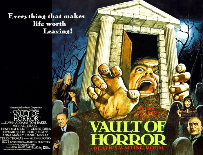 Framed Print : THE VAULT OF HORROR, center right: Anna Massey, bottom left: Terry-Thomas on poster art, 1973