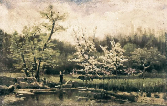 Framed Print : VAYREDA i VILA, Joaquim (1843-1894). Spring Landscape. ca. 1880. Naturalism. Oil on canvas. SPAIN. Barcelona. National Art Museum of Catalonia