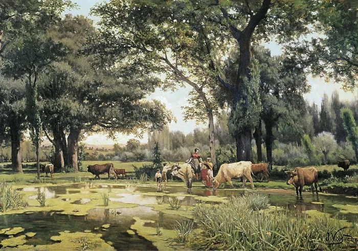 Framed Print : VAYREDA i VILA, Joaquim (1843-1894). The Summer. 1880s. Oil on canvas. SPAIN. Barcelona. National Art Museum of Catalonia. AISA / Everett Collection**US SALES ONLY**
