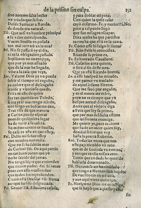 Framed Print : VEGA CARPIO, Flix Lope de (1562-1635). 'La prisin sin culpa', comedy by Lope de Vega edited in Barcelona by Sebastin de Comellas (1617). Scene of the third act. SPAIN