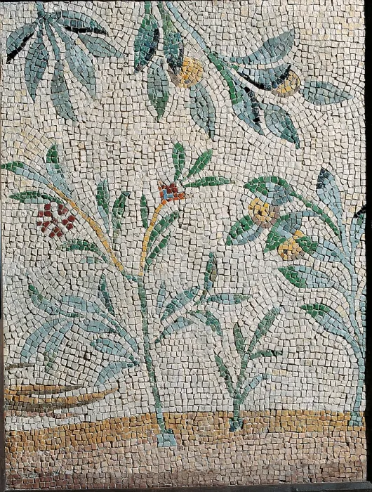 Framed Print : Vegetable decoration, by Unknown Artist, 3rd Century a.D. -, polychrome mosaic, - Italy, Lazio, Rome, Museum of Rome. Fragment. Probably from Ostia. Fragment