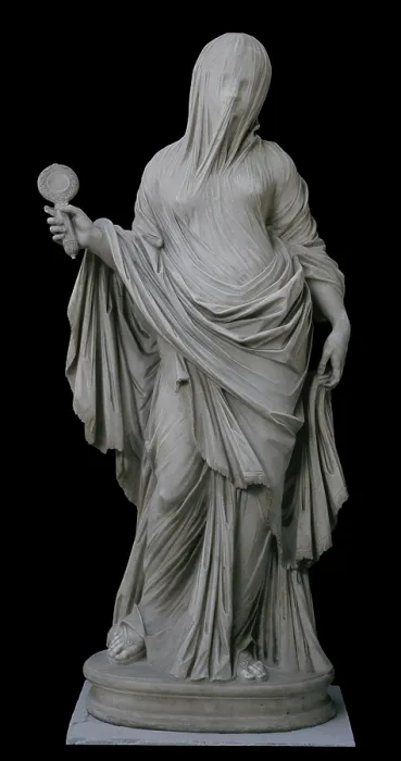 Framed Print : Veiled Allegory (Allegoria Velata), by Angelo Viva, 19th Century, marmo, 155 cm - Italy, Campania, Naples, Saint Martin Museum. Whole artwork view