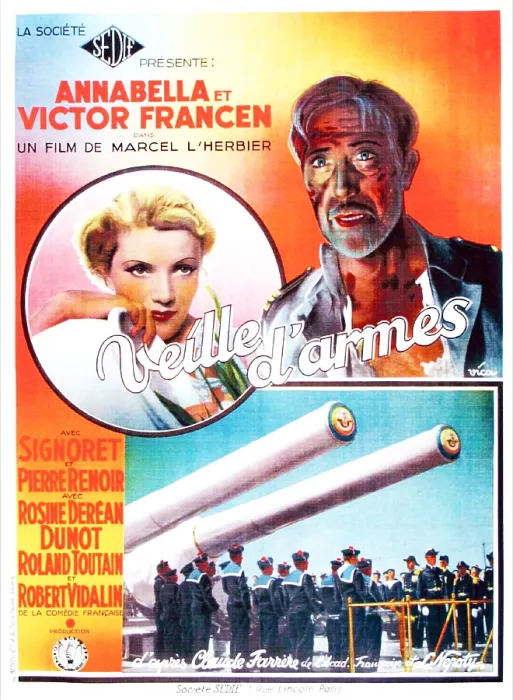 Framed Print : VEILLE D'ARMES, (aka SACRIFICE D'HONNEUR, aka SACRIFICE OF HONOR), French poster art, from left: Annabella, Victor Francen, 1935