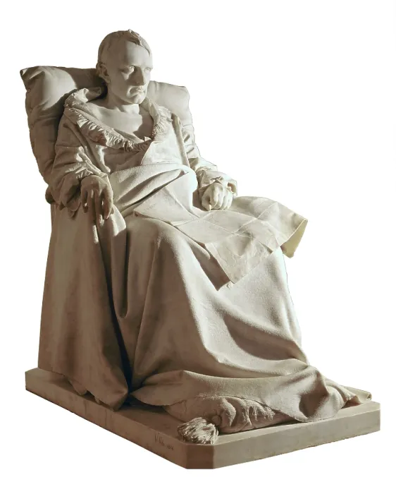 Framed Print : VELA, Vincenzo (1820-1891). The Last Days of Napoleon. 1866. Sculpture on marble. FRANCE. Rueil-Malmaison. National Museum of the Castle of Malmaison