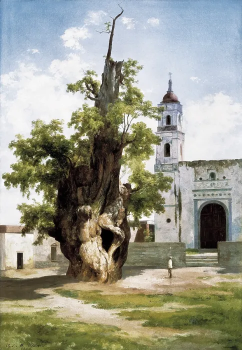 Framed Print : VELASCO, Jose Maria (1840-1912). The Sabine Tree of Popotla (Tree of the Sad Night). 1891. Romanticism. Oil on canvas. - P