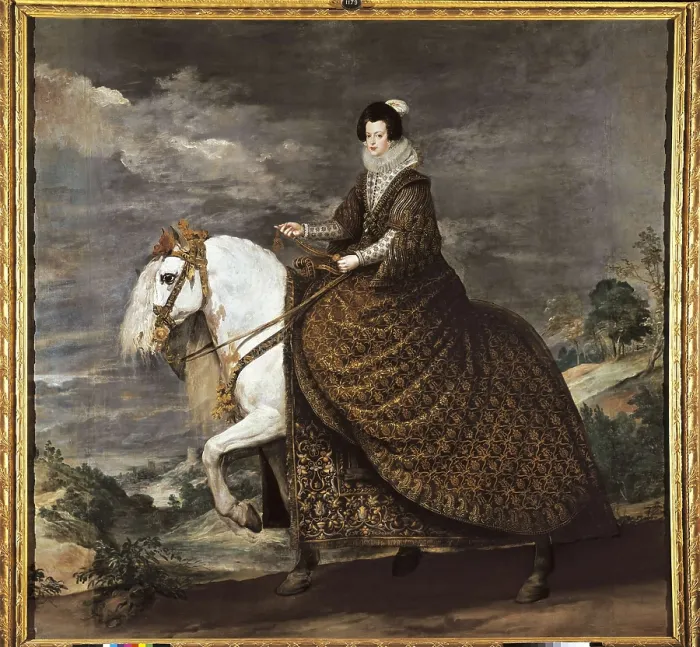 Framed Print : VELAZQUEZ, Diego Rodrguez de Silva (1599-1660). Equestrian portrait of Elizabeth of France. 1635. Baroque art. Oil on canvas. SPAIN. Madrid. Prado Museum