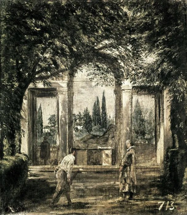 Framed Print : VELAZQUEZ, Diego Rodrguez de Silva (1599-1660). The Gardens of the Villa Medici in Rome. 1651. Painting from the period of the painter's second stay in Rome. Baroque art
