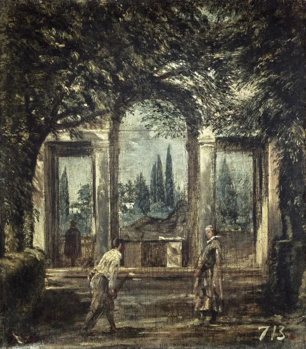 Framed Print : VELAZQUEZ, Diego Rodriguez de Silva (1599-1660). The Gardens of the Villa Medici in Rome. 1651. Painting from the period of the painter's second stay in Rome. Baroque art
