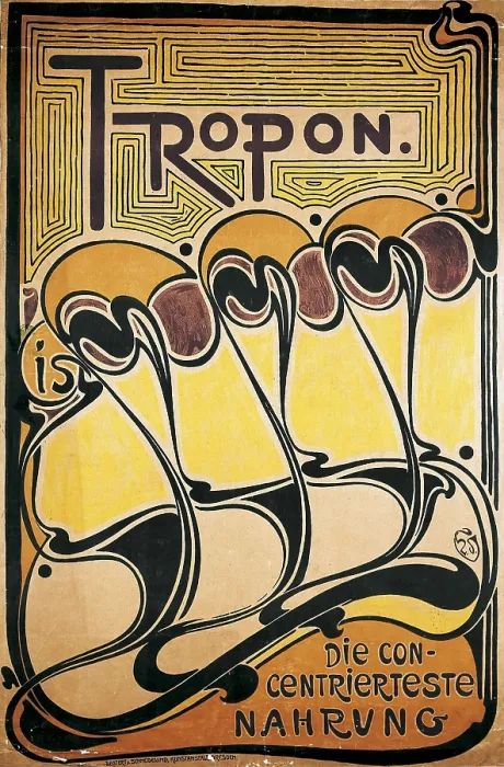 Framed Print : VELDE, Henri van de (1863-1957). Tropon. Die concentrierteste Nahrung. 1898. Poster advertising the firm Tropon. Art Nouveau. Litography. Private Collection Framed Print : VELDE, Henri van de (1863-1957). Tropon. Die concentrierteste Nahrung. 1898. Poster advertising the firm Tropon. Art Nouveau. Litography. Private Collection
