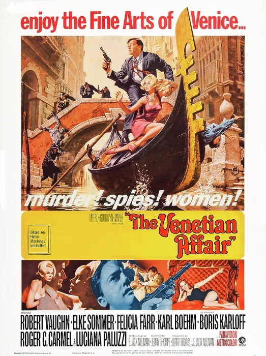 Framed Print : THE VENETIAN AFFAIR, US poster art, top, from left: Robert Vaughn, Elke Sommer, 1967 Framed Print : THE VENETIAN AFFAIR, US poster art, top, from left: Robert Vaughn, Elke Sommer, 1967
