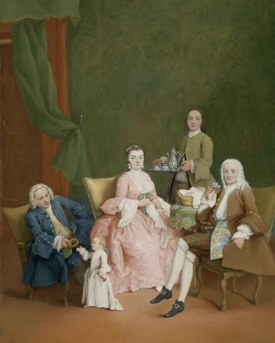 Framed Print : Venetian Family with a Manservant Serving Coffee, by Pietro Longhi, 1752, Italian painting, oil on canvas