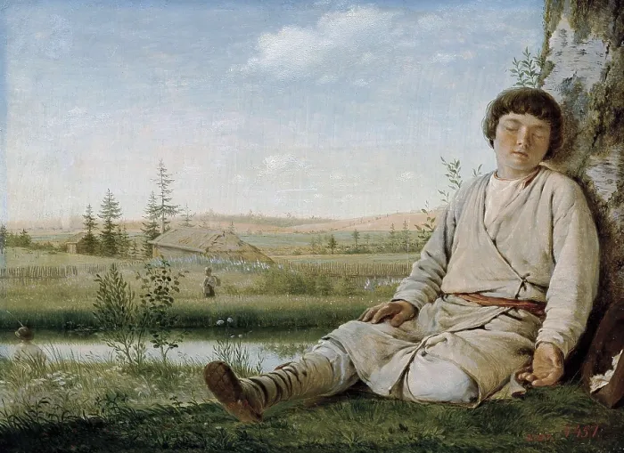 Framed Print : VENETSIANOV, Aleksey Gabrilovitch (1780-1847). Sleeping Herd-Boy. 1824. Oil on canvas. RUSSIA. Saint Petersburg. State Russian Museum. AISA / Everett Collection**US SALES ONLY** Framed Print : VENETSIANOV, Aleksey Gabrilovitch (1780-1847). Sleeping Herd-Boy. 1824. Oil on canvas. RUSSIA. Saint Petersburg. State Russian Museum. AISA / Everett Collection**US SALES ONLY**