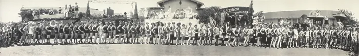 Framed Print : Venice Bathing Girl Parade, panoramic photograph of a beauty pageant on Venice beach, photograph by Miles F. Weaver, California, 1925