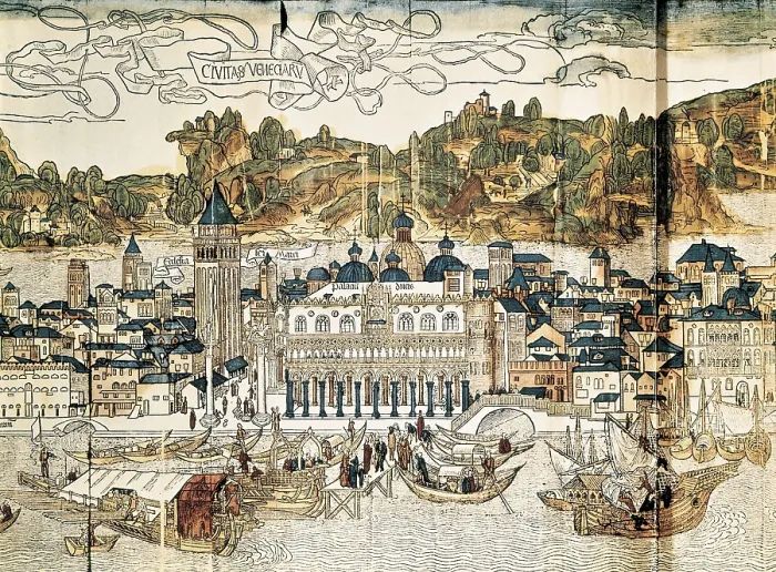 Framed Print : Venice. Picture from the book 'Journey to Holy Land' by Bernhard von Breydenbach. Engraving. AISA / Everett Collection**US SALES ONLY**