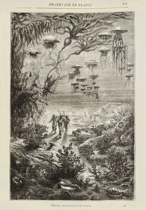 Framed Print : VERNE, Jules (1828-1905). Illustration of '20000 Leagues Under the Sea' (1870). Etching. AISA / Everett Collection**US SALES ONLY**