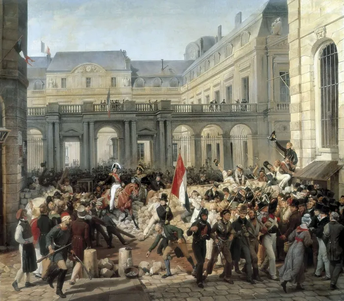 Framed Print : VERNET, Emil-Jean-Horace (1789-1863). Duke of Orleans leaves the Royal Palace to go to the Hotel de Ville. 31th of July, 1830. Episode of the July Revolution in Paris