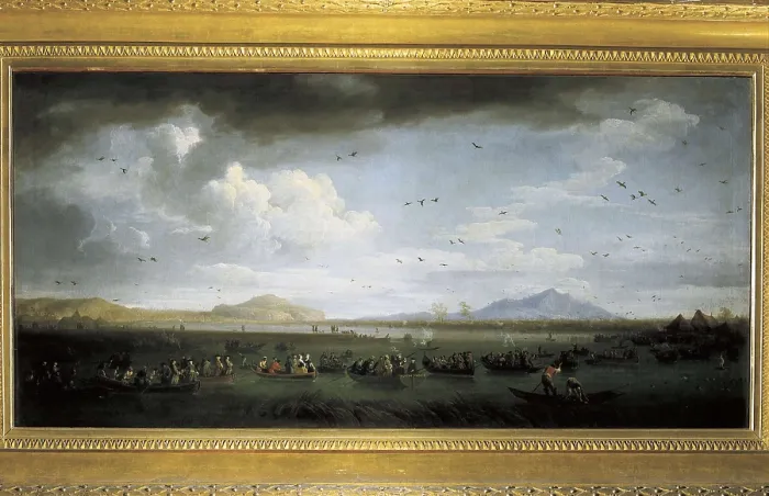 Framed Print : VERNET, Joseph (1714-1789). Charles of Bourbon hunting Ducks in the lake Patria. 18th c. ITALY. Caserta. Royal Palace. Oil on canvas. AISA / Everett Collection**US SALES ONLY** Framed Print : VERNET, Joseph (1714-1789). Charles of Bourbon hunting Ducks in the lake Patria. 18th c. ITALY. Caserta. Royal Palace. Oil on canvas. AISA / Everett Collection**US SALES ONLY**