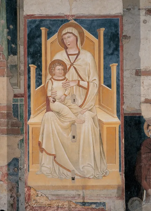 Framed Print : Verona Artist, Madonna and Child Enthroned, 14th Century, fresco, Italy, Veneto, Verona, San Zeno Maggiore basilica (103240) Everett CollectionMondadori Portfolio**US SALES ONLY**