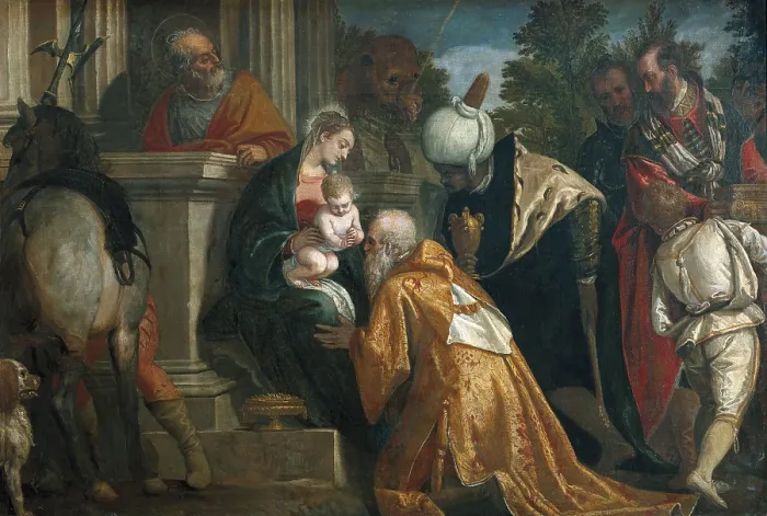 Framed Print : VERONESE, Paolo Caliari, called Paolo (1528-1588). Adoration of the Magi. ca. 1573. Renaissance art. Cinquecento. Venetian school. Oil on canvas. AUSTRIA. Vienna Framed Print : VERONESE, Paolo Caliari, called Paolo (1528-1588). Adoration of the Magi. ca. 1573. Renaissance art. Cinquecento. Venetian school. Oil on canvas. AUSTRIA. Vienna