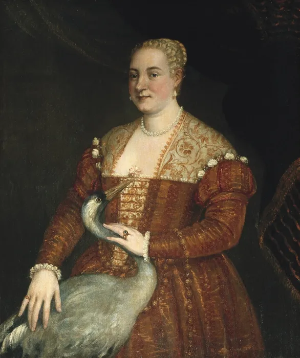 Framed Print : VERONESE, Paolo Caliari, called Paolo (1528-1588). Portrait of a Lady with a heron. 1560s. Renaissance art. Cinquecento. Venetian school. Oil on canvas. AUSTRIA. Vienna