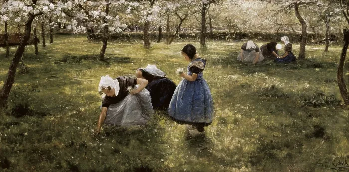 Framed Print : VERSTRAETE, Theodore (1850-1907). Springtime in Schoore. end 19th c. Oil on canvas. BELGIUM. Tournai. Fine Arts Museum