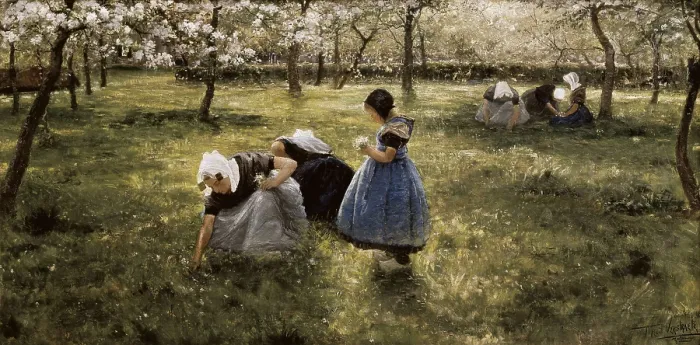 Framed Print : VERSTRAETE, Thodore (1850-1907). Springtime in Schoore. end 19th c. Oil on canvas. BELGIUM. Tournai. Fine Arts Museum. AISA / Everett Collection**US SALES ONLY**