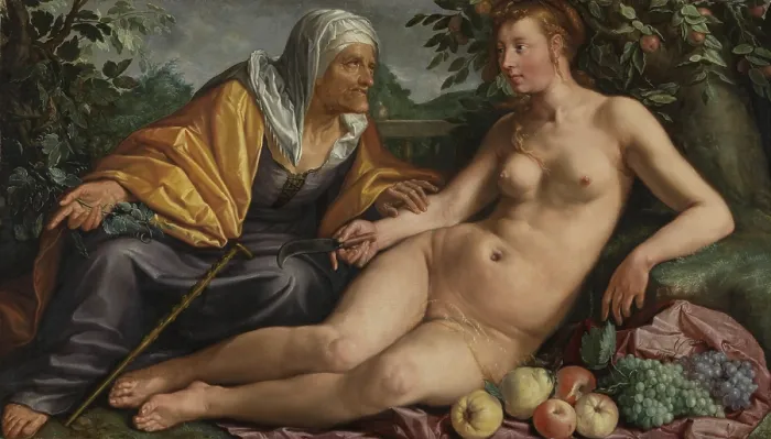 Framed Print : Vertumnus and Pomona, by Hendrick Goltzius, 1613, Dutch painting, oil on canvas Framed Print : Vertumnus and Pomona, by Hendrick Goltzius, 1613, Dutch painting, oil on canvas