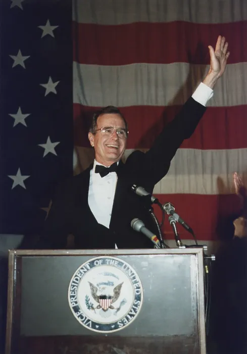 Framed Print : Vice President Bush addresses the Young Republicans early in the 1984 presidential campaign. Mar. 17 1984. (BSLOC_2011_3_95)
