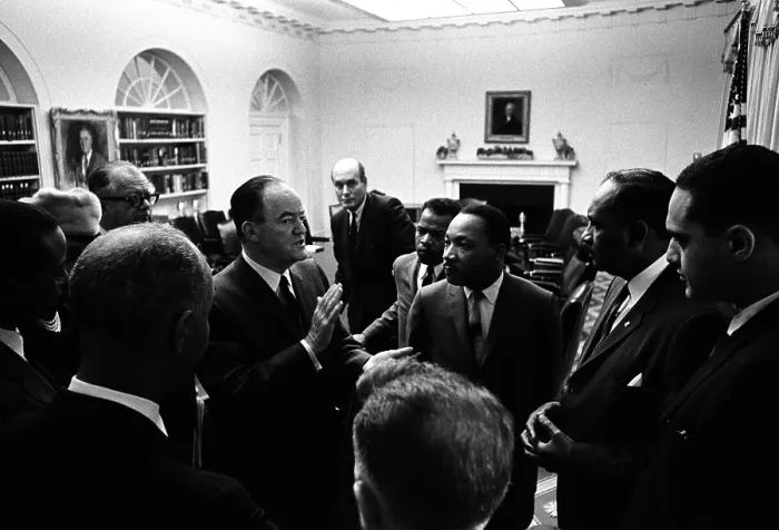 Framed Print : Vice President Hubert Humphrey with civil rights leaders