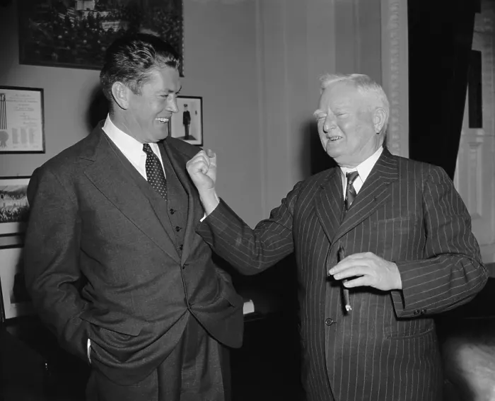 Framed Print : Vice President James Garner displays his powerful right to Gene Tunney, May 3, 1938 Framed Print : Vice President James Garner displays his powerful right to Gene Tunney, May 3, 1938