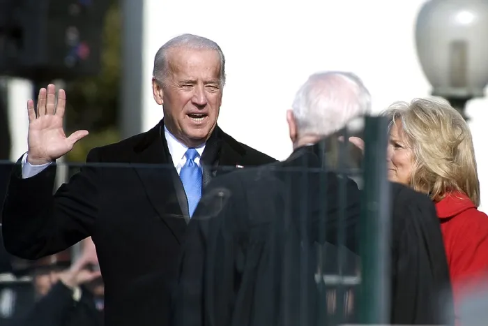 Framed Print : Vice President Joe Biden takes the oath of office during the 56th Presidential Inauguration, Washington, D.C. Jan. 20, 2009