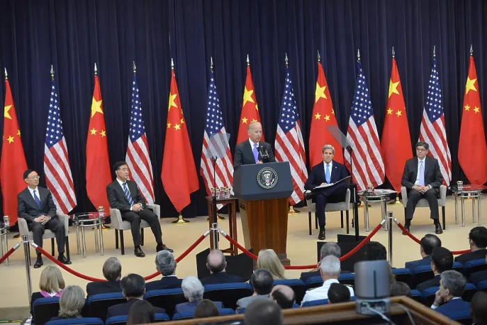 Framed Print : Vice President Joseph Biden speaking at the first session of the United States-China Strategic and Economic Dialogue, July 10, 2013
