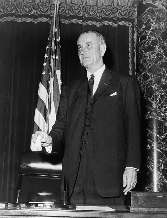 Framed Print : Vice President Lyndon Johnson, on rostrum of the Senate, in 1961